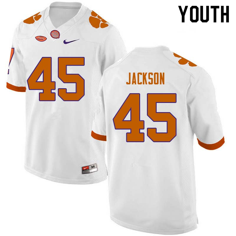 Youth #45 Josh Jackson Clemson Tigers College Football Jerseys Sale-White - Click Image to Close